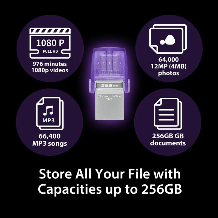 Clé USB Kingston microDuo 3C Violet Pourpre 64 GB 25 Clé USB Kingston microDuo 3C Violet Pourpre 64 GB 25
