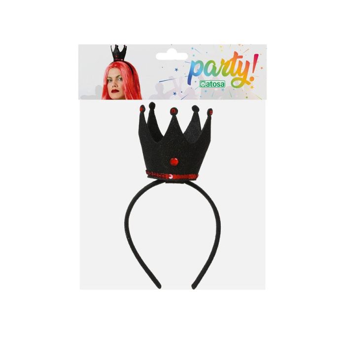 Couronne noire avec brillants rouges pour costume de reine des ténèbres, Halloween, théâtre - Accessoire gothique