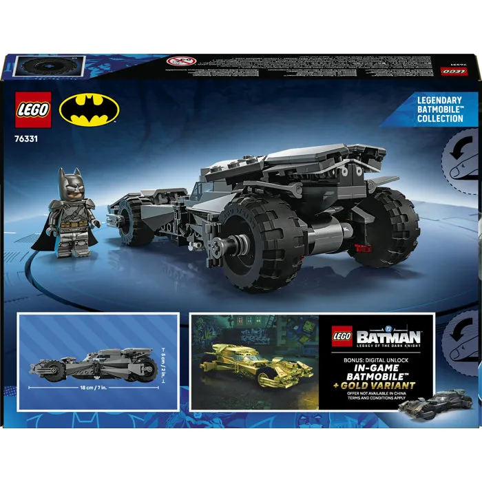 LEGO 76331 Jeu de Construction Batmobile de Batman v Superman - DC Batman, Voiture Mythique Cinéma, 20 ans LEGO DC