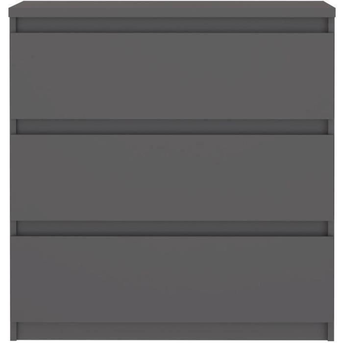 Commode - CHELSEA - 3 tiroirs - Gris Anthracite - 77,2 x 42,2 x 79,9 cm 1