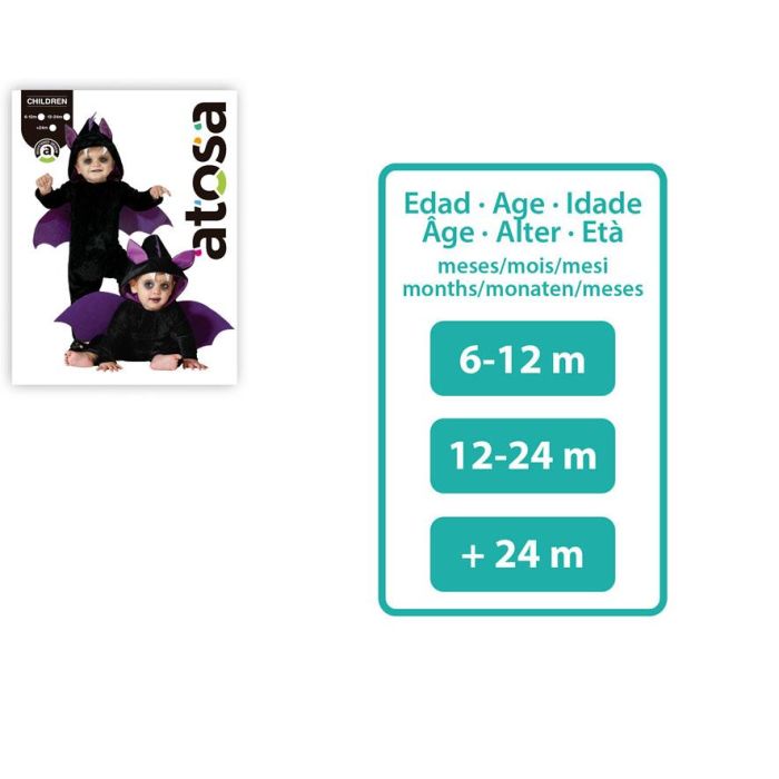 Déguisement Bébé Chauve-souris Noir et Violet avec Ailes - 6-12 Mois - Déguisement Halloween Doux et Confortable pour Enfant Unisexe