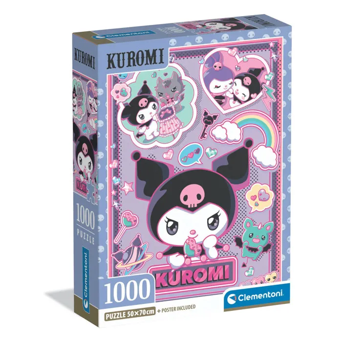 Clementoni Puzzle Compact 1000 pièces - Kuromi - 70 x 50 cm avec Poster Clementoni Puzzle Compact 1000 pièces - Kuromi - 70 x 50 cm avec Poster