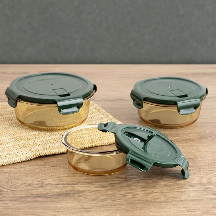 Boîte à lunch hermétique Bidasoa Infinity Ronde 970 ml Jaune verre (12 Unités) 5