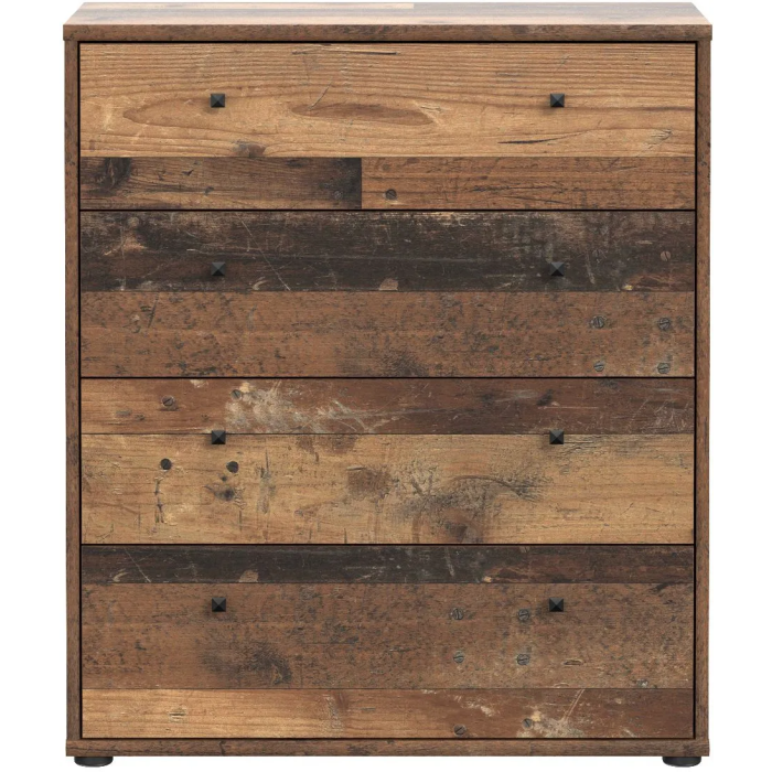 TEMRPA - Commode 4 tiroirs effet vieux bois - Décor rustique - Dimensions (LxPxH) : 73.7 x 34.8 x 85.5 cm TEMRPA - Commode 4 tiroirs effet vieux bois - Décor rustique - Dimensions (LxPxH) : 73.7 x 34.8 x 85.5 cm