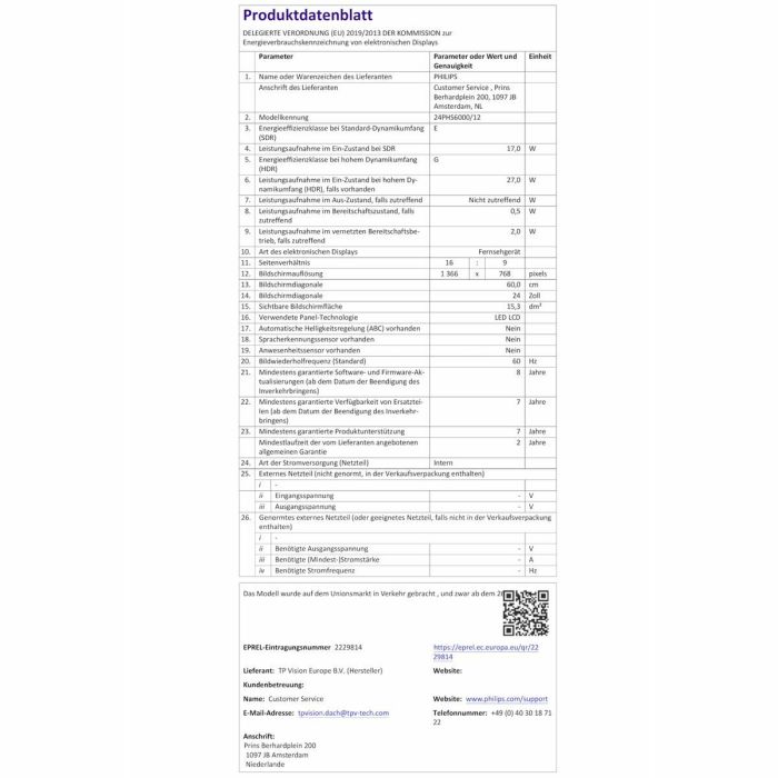 TV intelligente Philips 24PHS6000 24" HD LED HDR 1