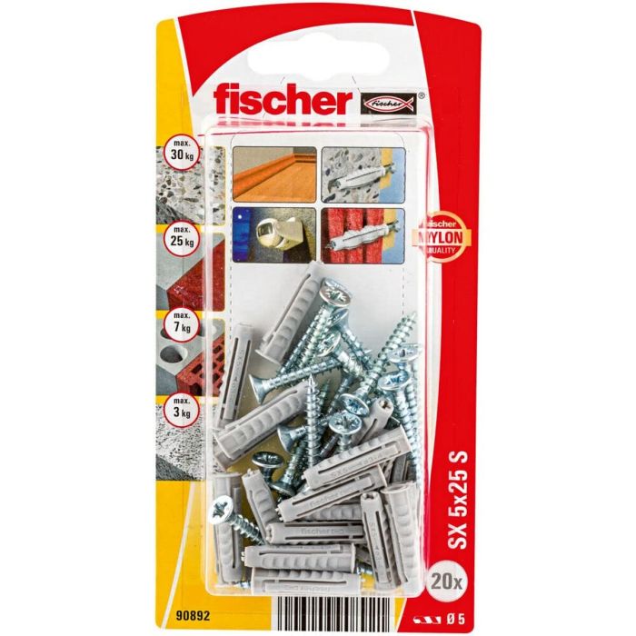Chevilles et vis Fischer Chevilles et vis 20 Pièces (5 x 25 mm) 5
