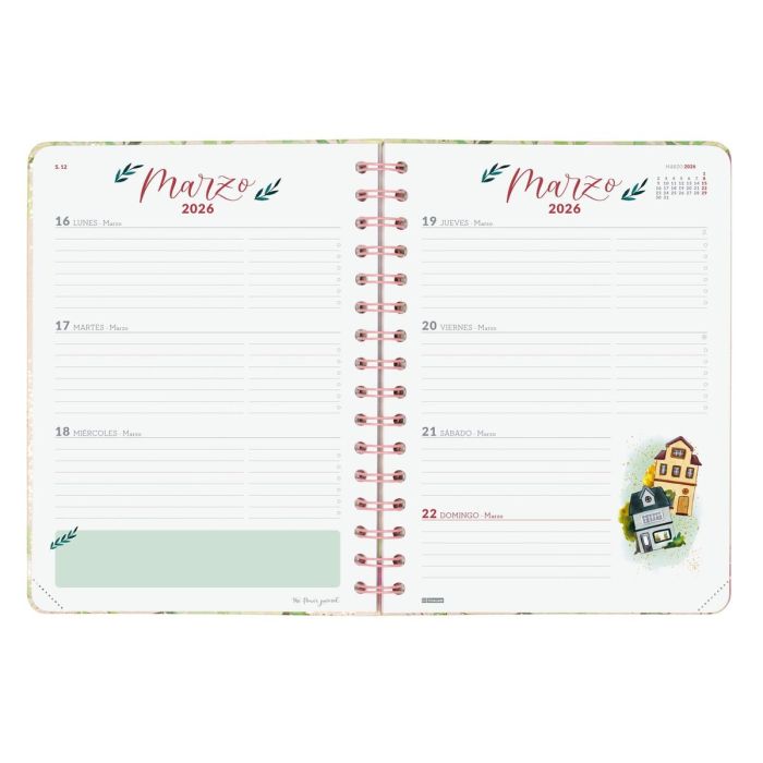 Agenda Finocam THE FLOWER JOURNAL A5 15,5 x 21,2 cm Rose 2026 2