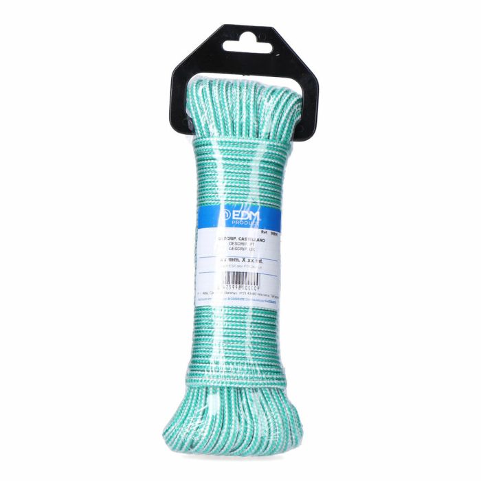 Fil à linge EDM 87912 Blanc Vert polypropylène 4,5 mm x 25 m Tressé 1 Fil à linge EDM 87912 Blanc Vert polypropylène 4,5 mm x 25 m Tressé 1