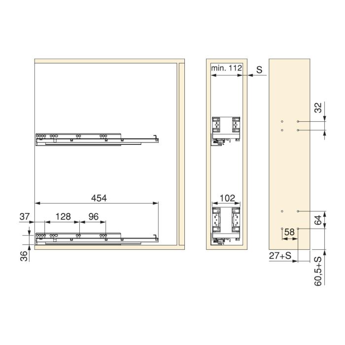 Emuca Porte-bouteilles latéral extractible Titane Simplex avec fermeture amortie, module 150mm, Gris anthracite 3