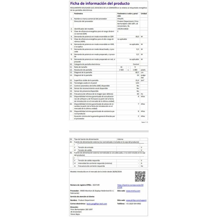 Écran Philips 24" Full HD 4 Écran Philips 24" Full HD 4