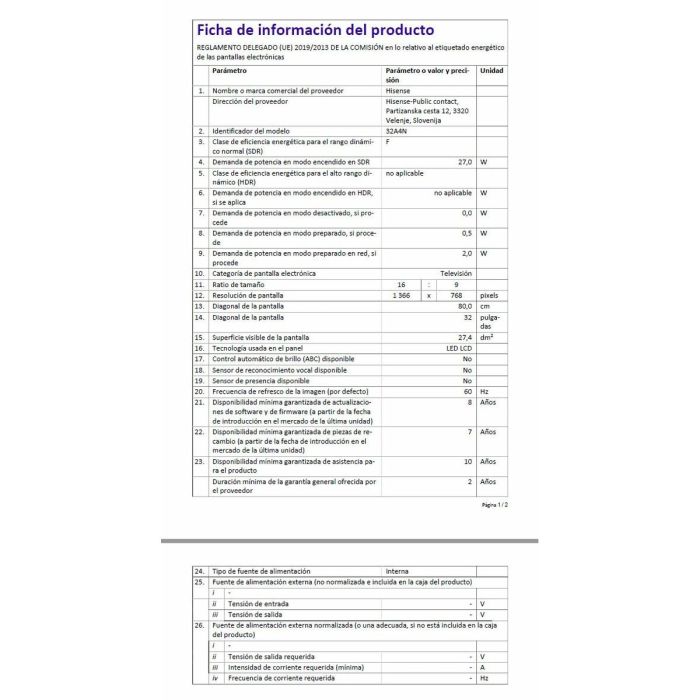 TV intelligente Hisense 32" HD LED D-LED 21