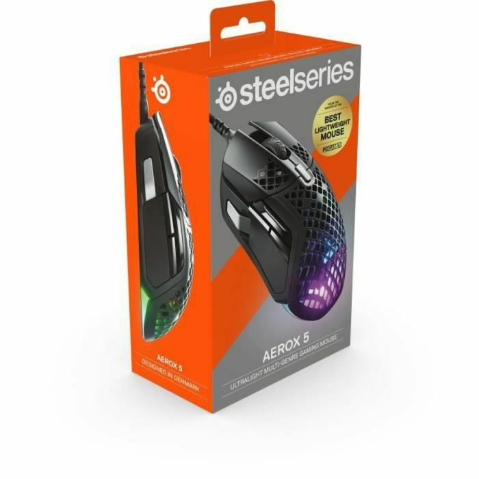 Souris Gaming SteelSeries Aerox 5 Jeux Noir Avec câble Lumières LED 1 Souris Gaming SteelSeries Aerox 5 Jeux Noir Avec câble Lumières LED 1
