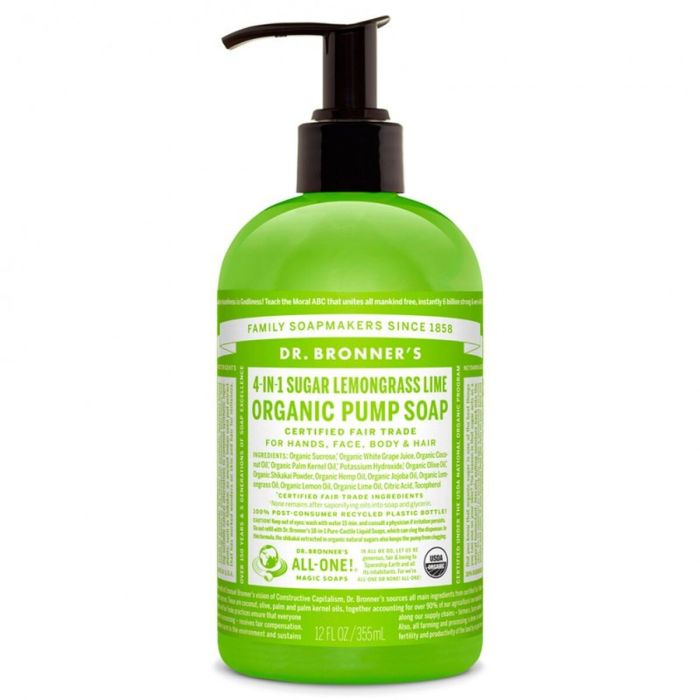 Savon pour les Mains Dr Bronner's 4 in 1 Lemongrass Lime 355 ml