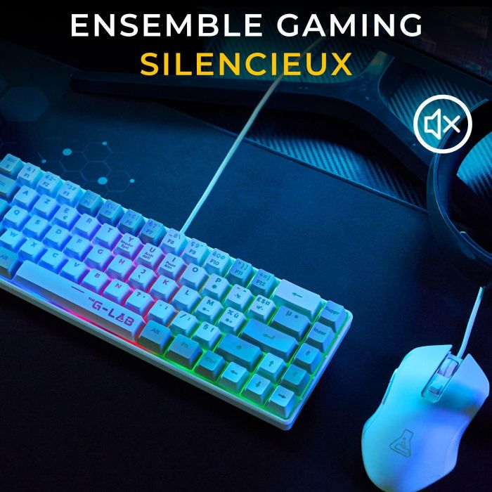 Pack 2 en 1 - THE G-LAB - Combo Hydrogen - Clavier AZERTY - Souris filaire - Blanc/Gris 5