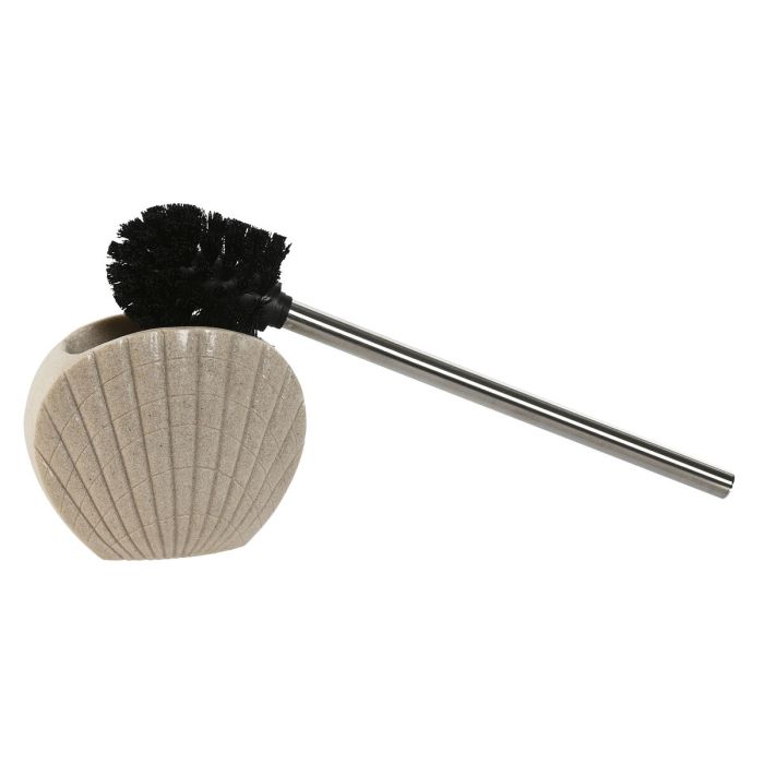Brosse de salle de wc Home ESPRIT Gris Crème Résine Acier inoxydable 13,5 X 10 X 37 cm (2 Unités) 1