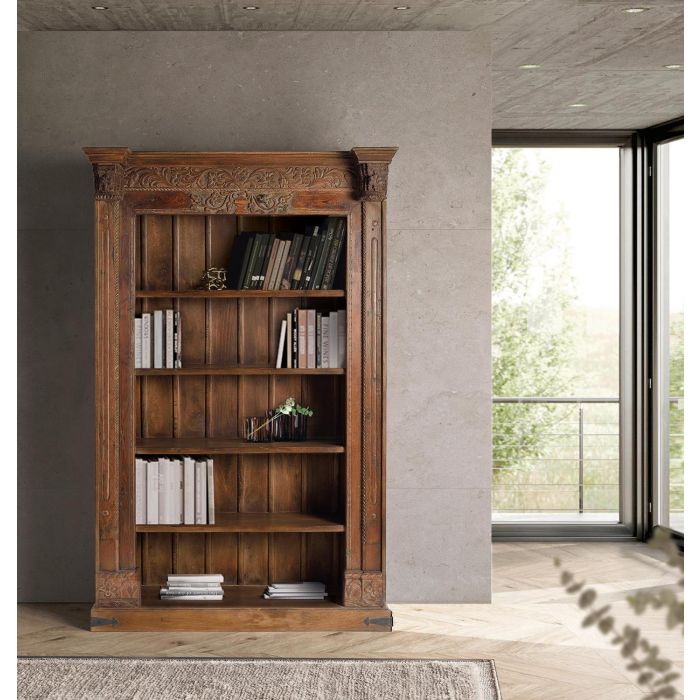 GINER Y COLOMER Bibliothèque en bois de manguier et bois récupéré, 4 étagères, design unique, marron, 222x142x56 cm 5 GINER Y COLOMER Bibliothèque en bois de manguier et bois récupéré, 4 étagères, design unique, marron, 222x142x56 cm 5