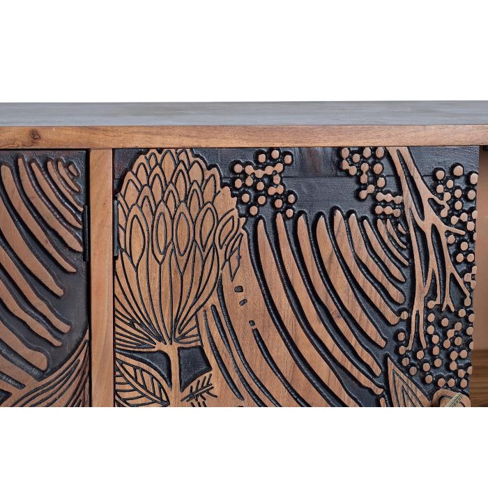 GINER Y COLOMER Buffet en bois d'acacia naturel avec détails noirs et pieds métal - 190 cm 5