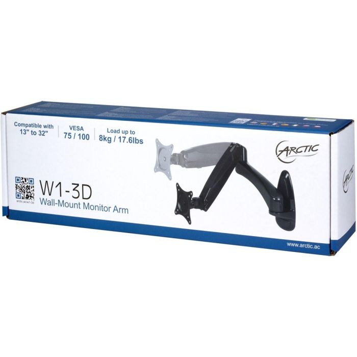 Wandhalterung für 1 Monitor bis 109cm 43" 8kg ARCTIC W1-3D black 3