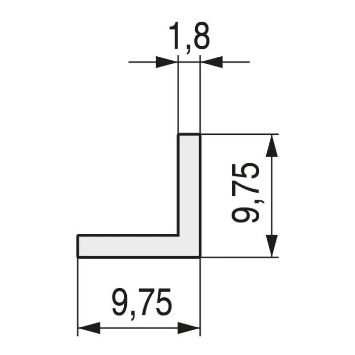 Perfil Aluminio Eton Para Cantos 3M Natural  Forma Angular 9,75X9,75. Venta Por Barras. Herrajes Alk (Set de 10) 2