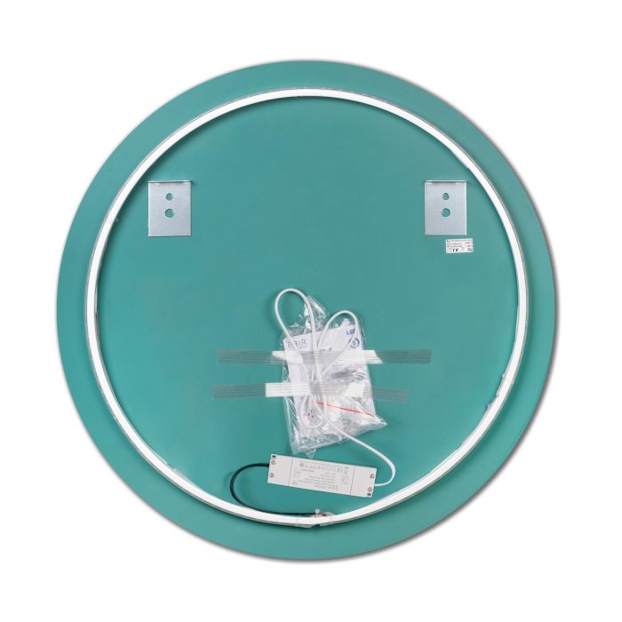 Emuca Miroir Zeus avec éclairage décoratif à LED et cadre noir, diamètre 80 cm, AC 230V 50Hz, 12 W, Aluminium et Verre 5