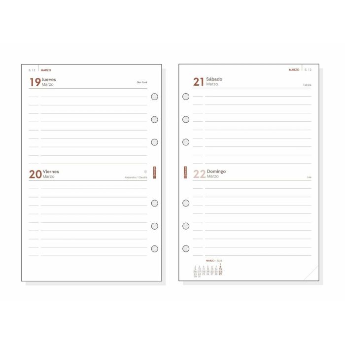 Recharge pour agenda Finocam OPEN R597 2026 11,7 x 18,1 cm 2