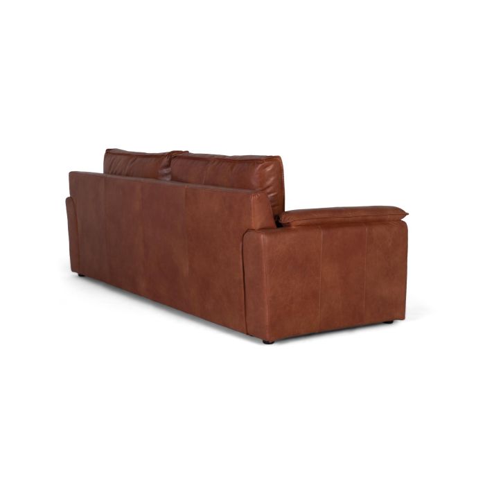 Giner y Colomer - Canapé 3 places en cuir 100% naturel marron, style vintage contemporain - Dimensions : 227 x 95 x 85 cm 3