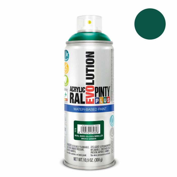 Peinture en spray Pintyplus Evolution RAL 6005 Base d'eau Moss Green 400 ml 1