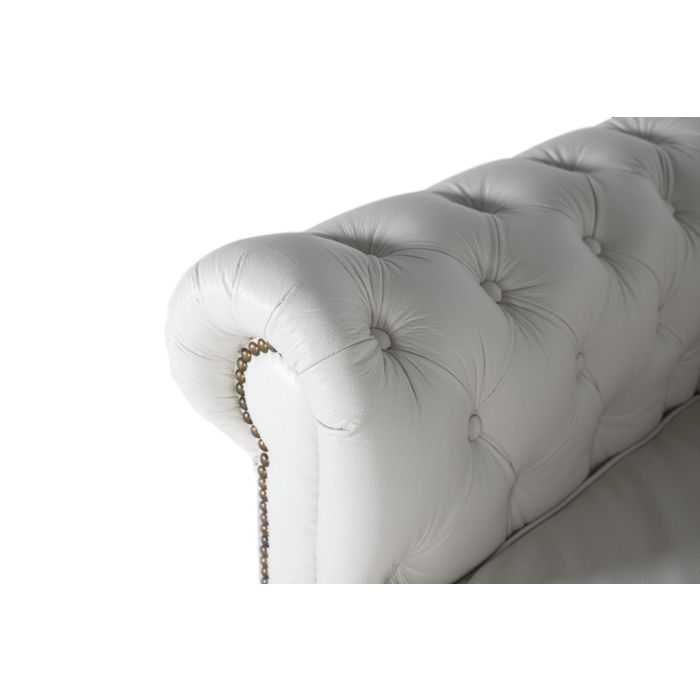 GINER Y COLOMER Canapé 1 place Chesterfield en cuir capitonné blanc - Sofa design et intemporel 4