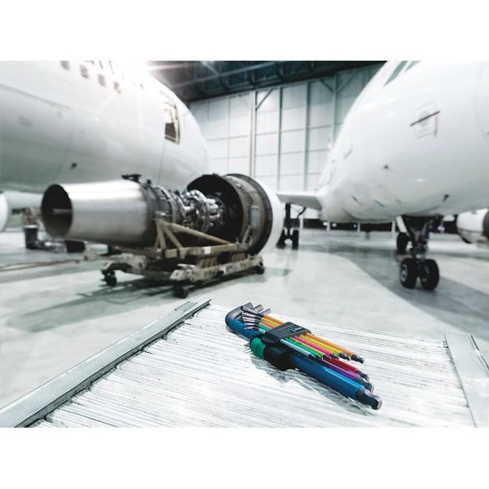 Wera 05022210001 Set de clés Allen hexagonales forme L Blacklaser, 9 pièces (1,5-10 mm), acier inoxydable oxydation noire, étui inclus