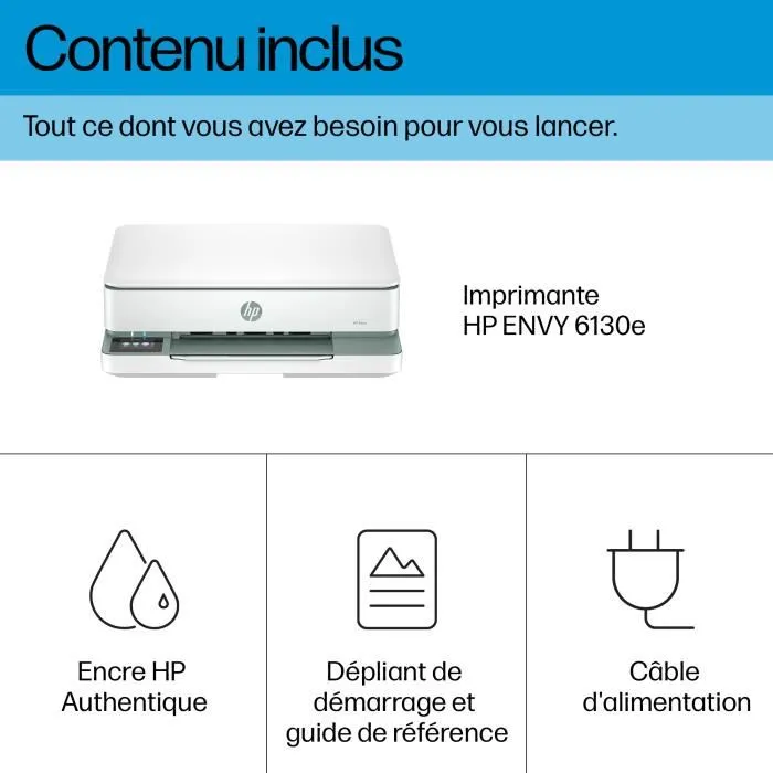 HP Envy 6130e - Imprimante jet d'encre couleur tout-en-un avec copieur, scanner et impression recto verso - 3 mois Instant Ink inclus avec HP+ HP Envy 6130e - Imprimante jet d'encre couleur tout-en-un avec copieur, scanner et impression recto verso - 3 mois Instant Ink inclus avec HP+