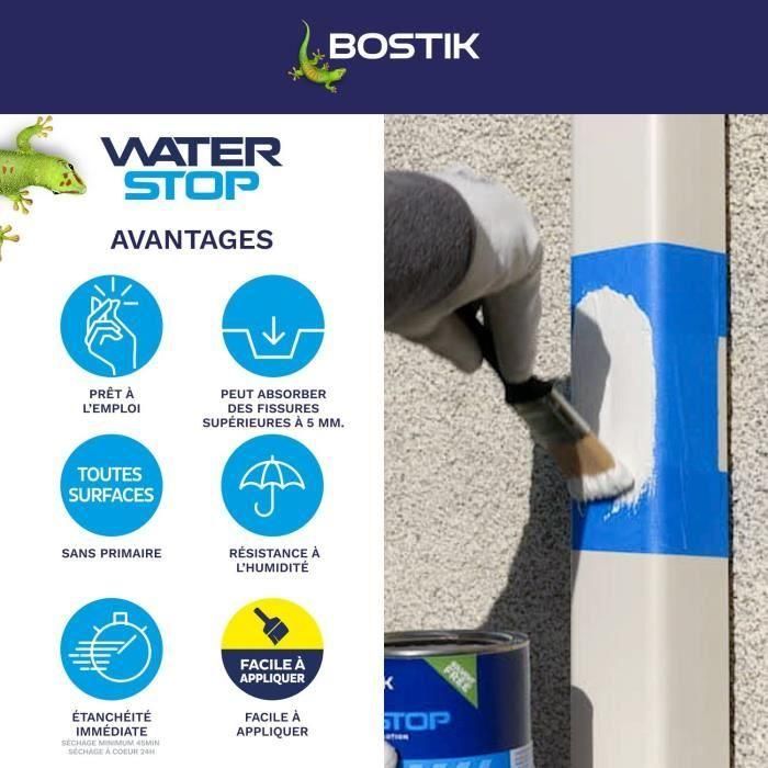 Membrane d'étanchéité - BOSTIK - Waterstop - Réparation fuites - Pot 1 kg - Gris 4