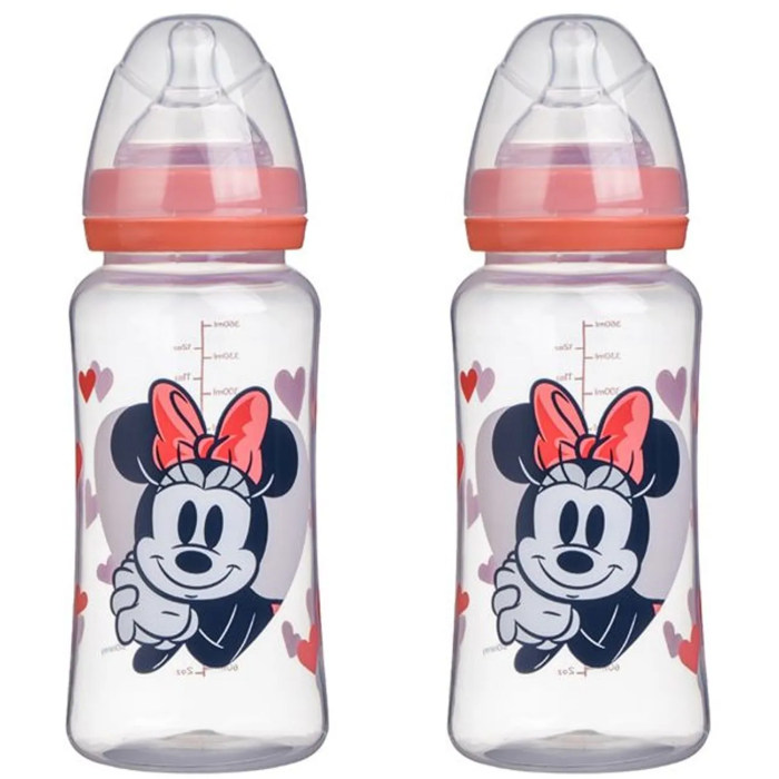 Disney Baby Lot de 2 biberons Minnie Collector 360 ml Tétine en silicone avec débit réglable 3 positions Disney Baby Lot de 2 biberons Minnie Collector 360 ml Tétine en silicone avec débit réglable 3 positions