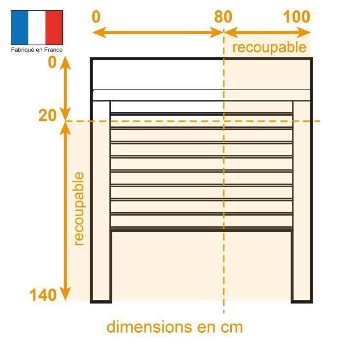 Volet roulant H140 x L100 cm en aluminium recoupable en largeur et hauteur - Manoeuvre électrique radio - Coloris Blanc - 1
