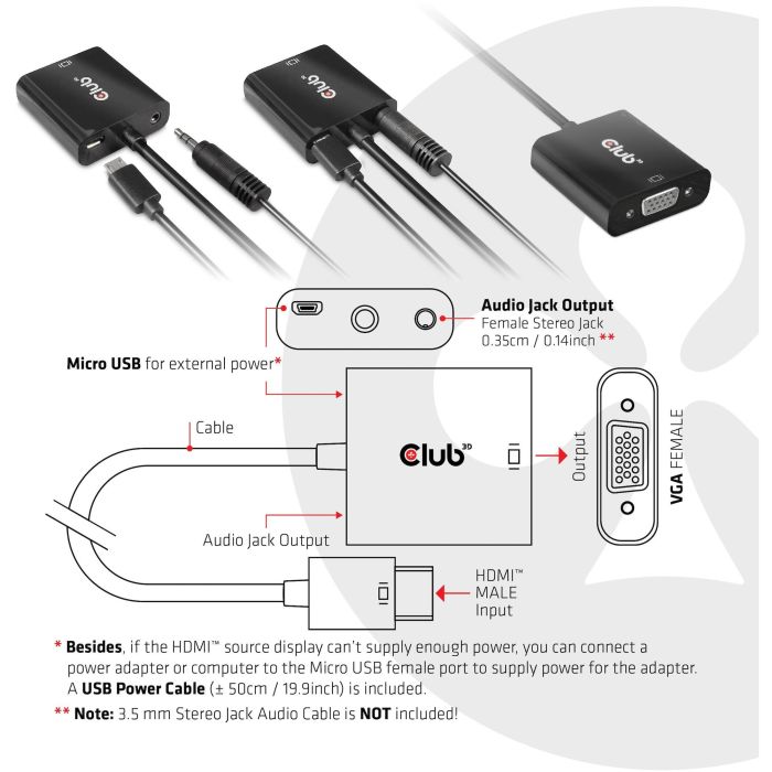 Club3D Adapter HDMI 1.4 > VGA (mit Audio) St/Bu retail 5