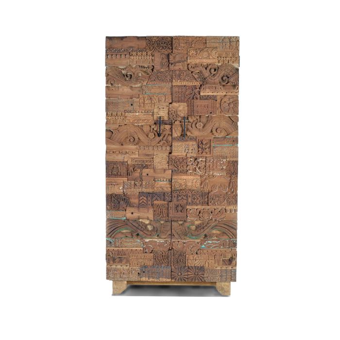 GINER Y COLOMER Armoire 2 portes en bois de manguier avec détails en bois récupéré, finition naturelle - 180 x 90 x 50 cm 1 GINER Y COLOMER Armoire 2 portes en bois de manguier avec détails en bois récupéré, finition naturelle - 180 x 90 x 50 cm 1