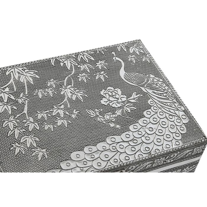 Boîte à bijoux Home ESPRIT Vert Argenté Bois Aluminium 17,5 x 12,5 x 8,5 cm 2