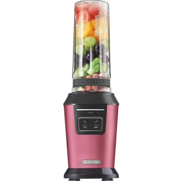 Sencor SBL 7174RD Blender Mixeur 800W Rouge 0.6L avec Couvercle Sous Vide pour Smoothies et Préparations