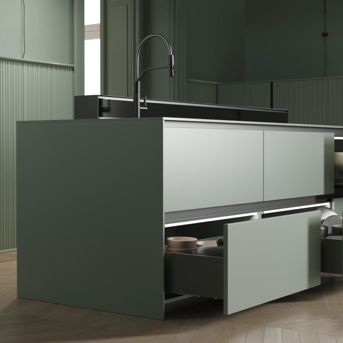 Emuca Tiroir extérieur Vertex avec réglages 3D hauteur 178mm, 40kg, profondeur 400mm, Acier, Gris antracite 1