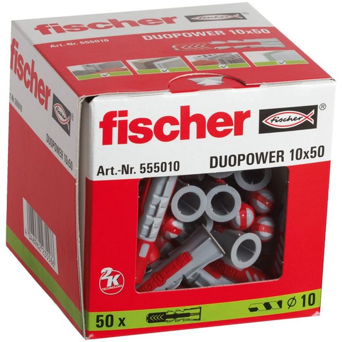 Crampons Fischer Duopower 555010 50 Pièces 10 x 50 mm 1 Crampons Fischer Duopower 555010 50 Pièces 10 x 50 mm 1