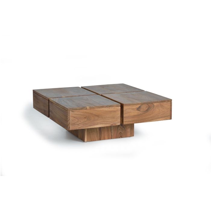 GINER Y COLOMER - Table basse en bois d'acacia, couleur naturelle, avec finition artisanale - Dimensions : 80 cm L x 80 cm P x 31 cm H 0 GINER Y COLOMER - Table basse en bois d'acacia, couleur naturelle, avec finition artisanale - Dimensions : 80 cm L x 80 cm P x 31 cm H 0