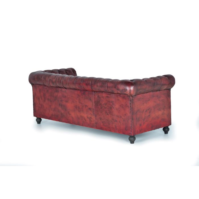 Giner y Colomer - Canapé Chester en cuir naturel marron 3 places - Patte 10 cm - Assise 54x54 cm - Hauteur d'assise 51 cm 2