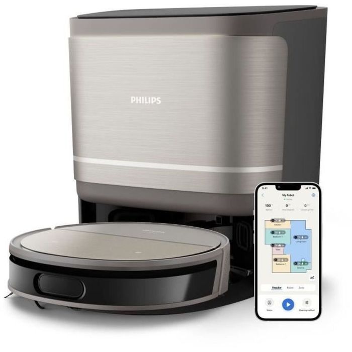 Philips Robot aspirateur et laveur XU9100/10, 8000 Pa, 280 min, 210 ml, Métal / Noir