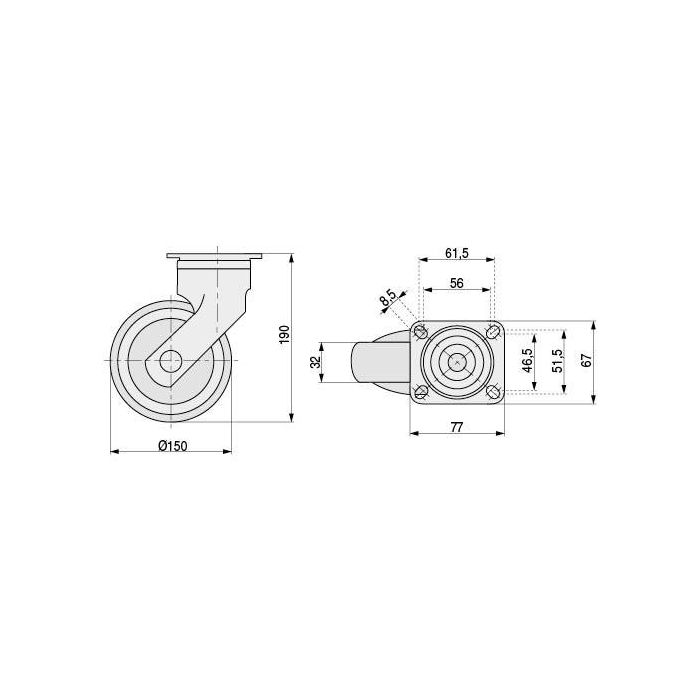 Rueda Giratoria Levina Ø150 Plástico 77X67 Aro De Goma Sin Freno Aro De Goma Tenteprene. N/Poliprop. Antihilo. Tente 2 Rueda Giratoria Levina Ø150 Plástico 77X67 Aro De Goma Sin Freno Aro De Goma Tenteprene. N/Poliprop. Antihilo. Tente 2