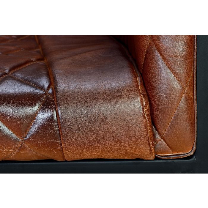 GINER Y COLOMER Chaise en cuir naturel avec piètement métal marron et noir - Assise 45 cm de large 3