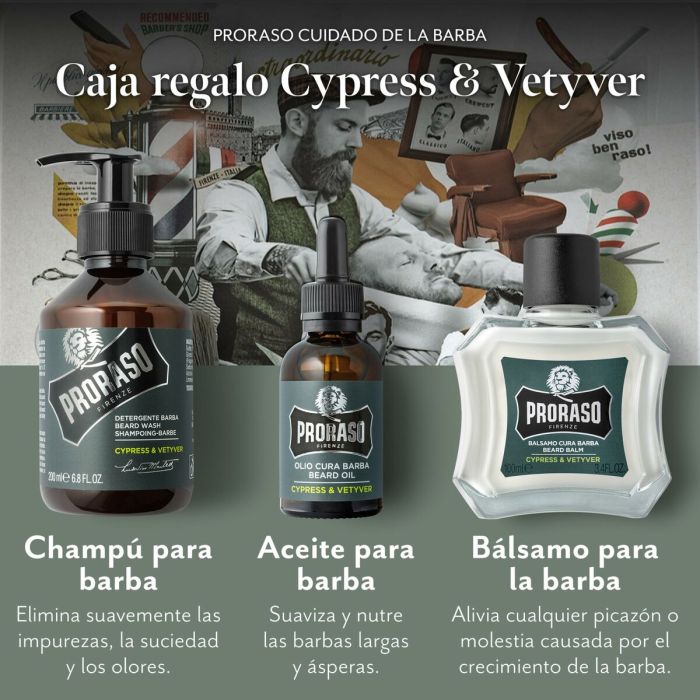 Ensemble pour le Soin de la Barbe Proraso Cypress & Vetyver 3 Pièces 3
