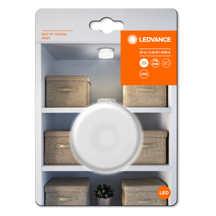 LEDVANCE LVE-4058075399709 Plafonnier LED 0,45W 32Lm 4000K 120° Dimmable IP20 Rechargeable USB 1
