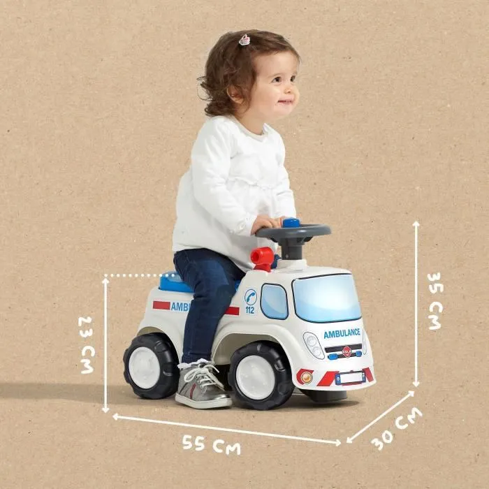 Falk Ambulancia correpasillos Rouge avec Siège Abattable et Volant avec Klaxon - 100% Fabriqué en France - Dès 12 mois - FAL3016200007012 4