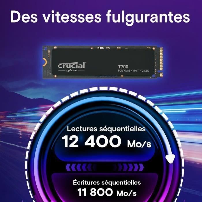 SSD Interne - CRUCIAL - T700 - 4To - PCIe Gen5 NVMe - CT4000T700SSD3 5 SSD Interne - CRUCIAL - T700 - 4To - PCIe Gen5 NVMe - CT4000T700SSD3 5