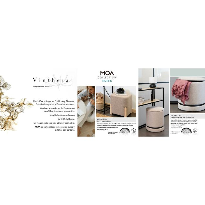 Pouf Vinthera Moa Beige Bois 32 x 40 cm (2 Unités) 1