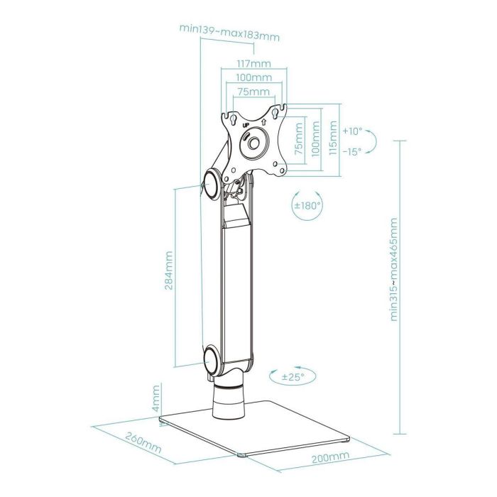 Support de table d'écran TooQ DB1741TN-B 17" 32" 1 Support de table d'écran TooQ DB1741TN-B 17" 32" 1